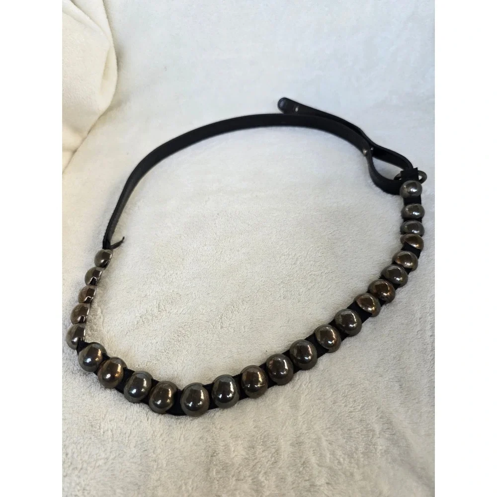 Unbranded Gunmetal Domed Stud Black Leather Statement Belt Edgy Punk Style